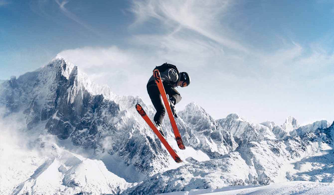 Wintersport ski sprong