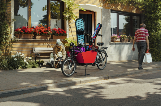 Wintersportspullen in bakfiets